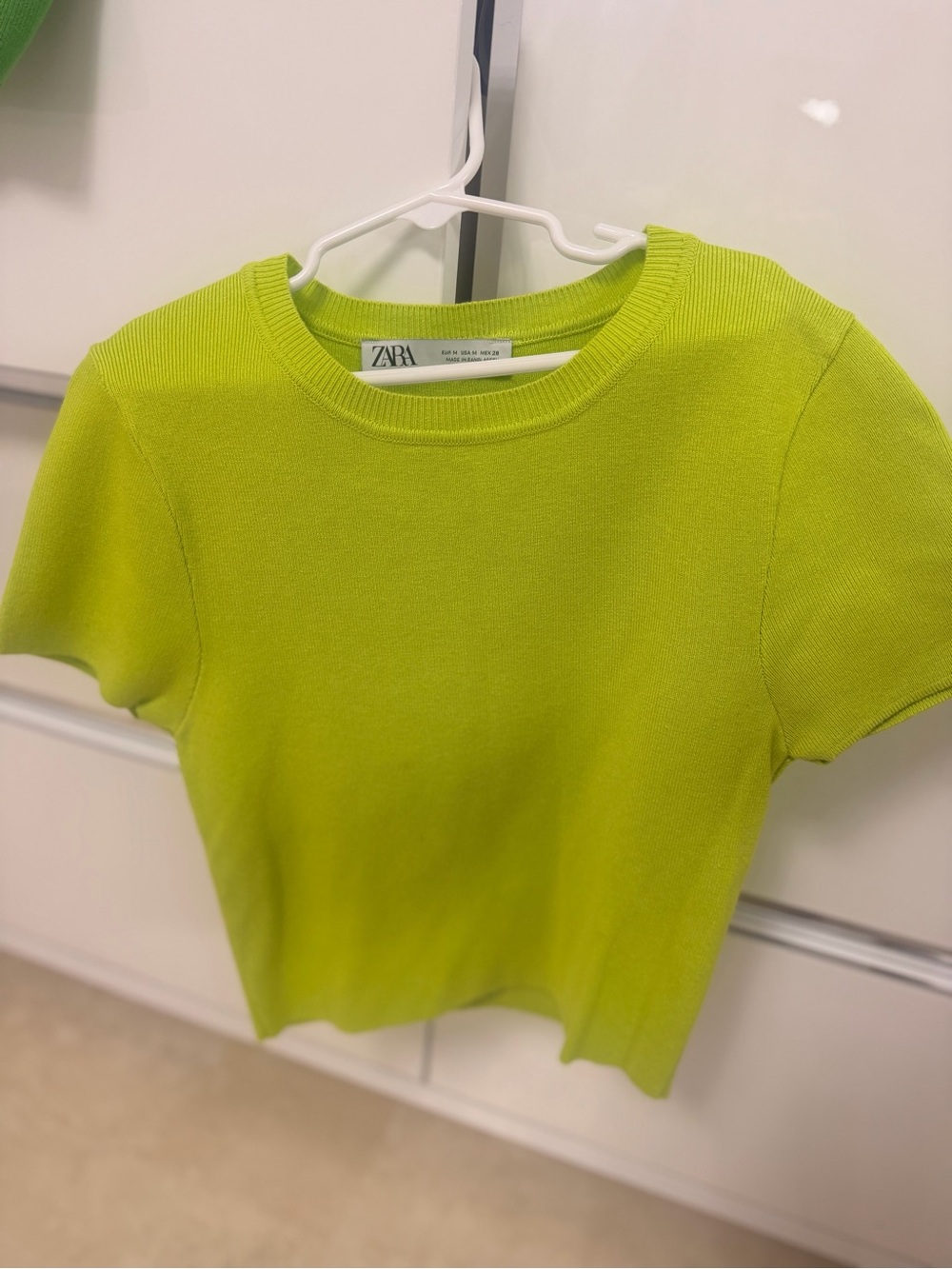 Zara Lime Green Short-Sleeve Knit Top